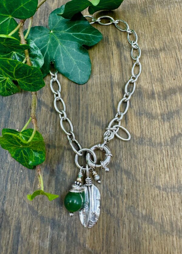 Feather, Fern & Jade Bracelet