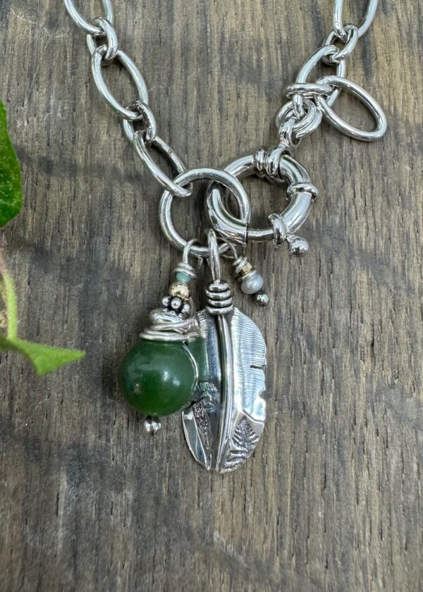 Feather, Fern & Jade Bracelet - Image 2