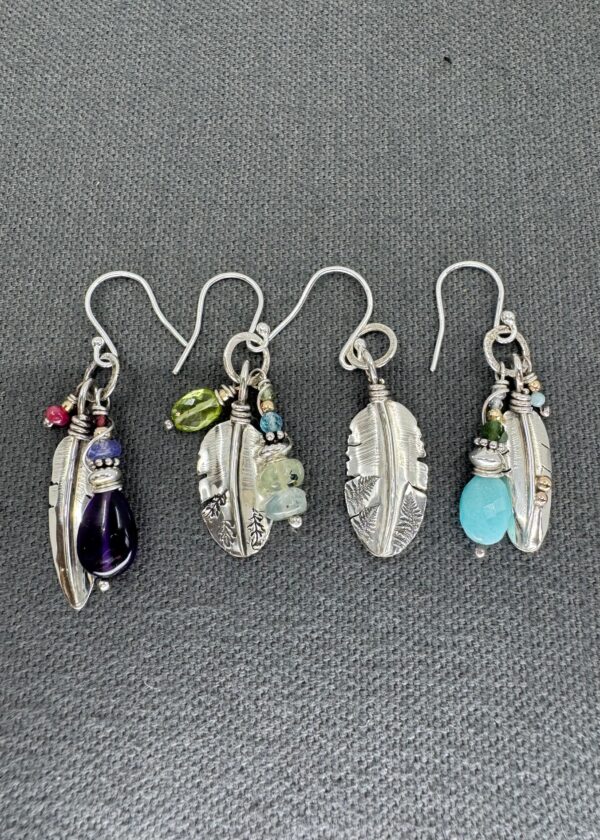 Feather and Leaf Earrings - Image 2