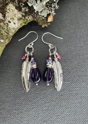 Amazing Amethyst & Eagle earrings
