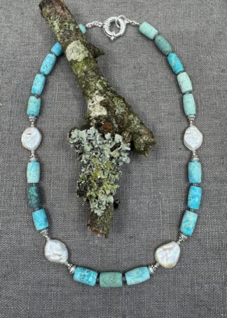 Chrysocolla & Pearl Necklace