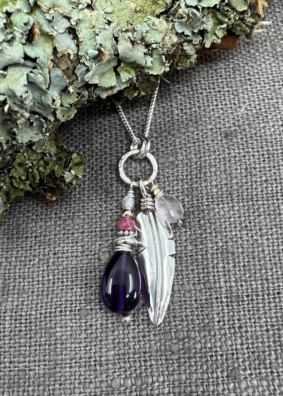 Eagle Feather & Amethyst Pendant
