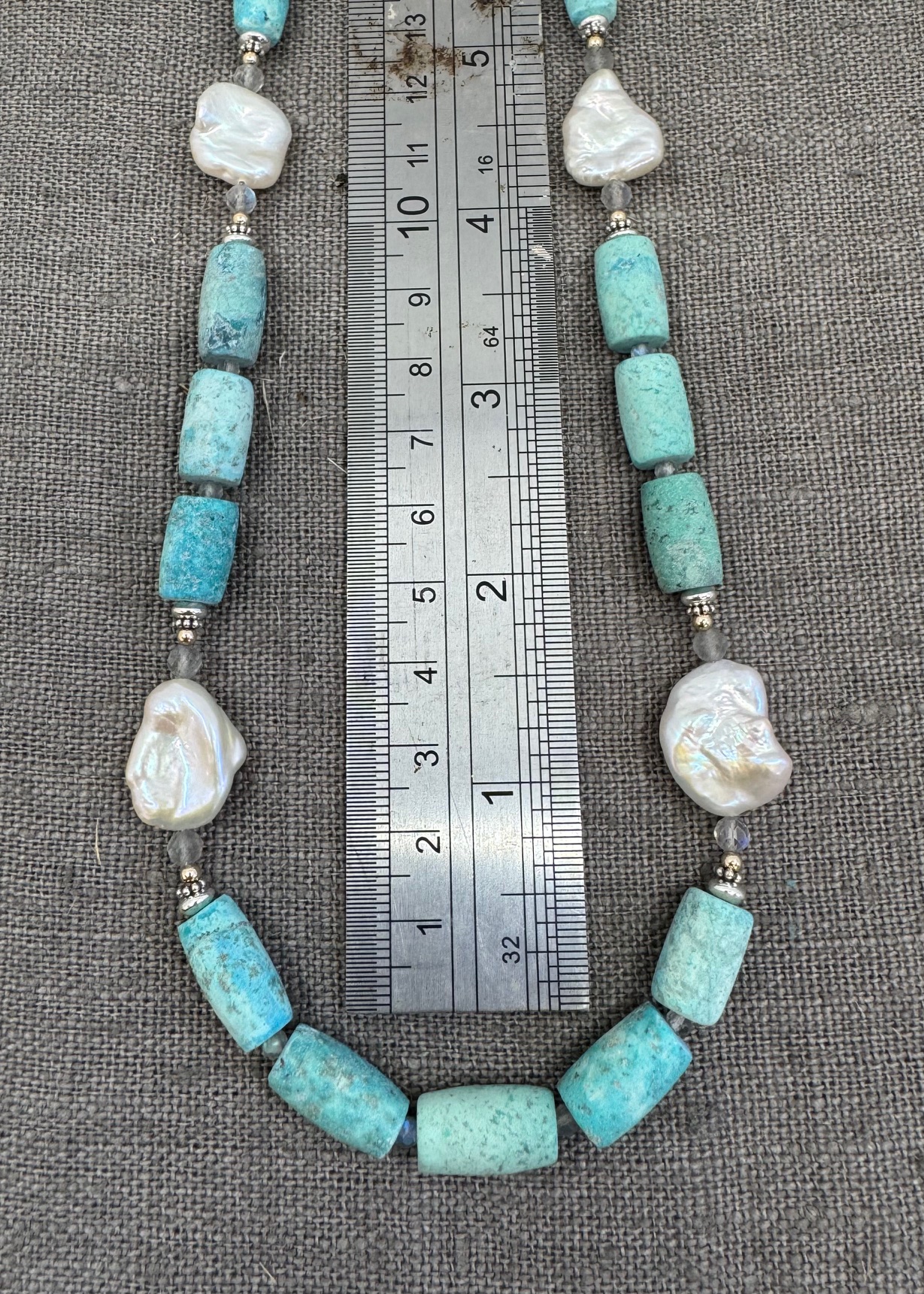 Chrysocolla & Pearl Necklace - Image 2