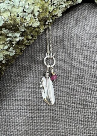 Tiny Wren & Ruby Pendant