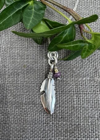 Tiny Wren & Ruby Pendant