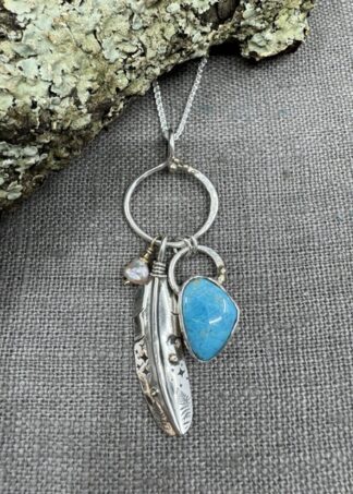 "Fern & Star" Feather & Cornish Turquoise